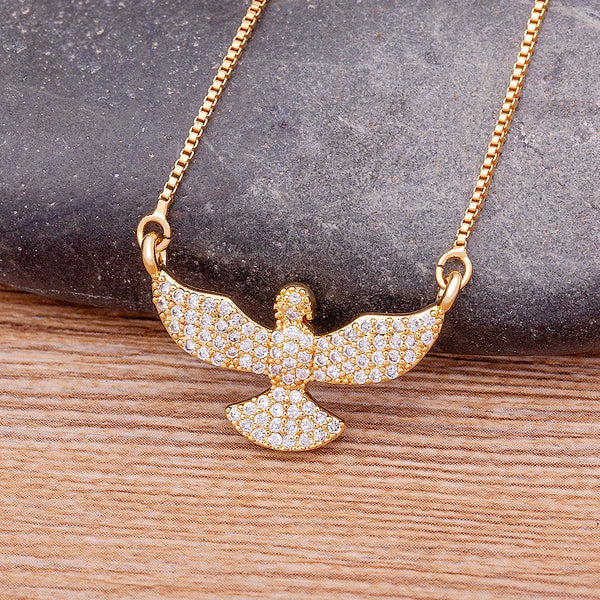 Trendy Zircon Eagle Pendant Necklace for Women Men