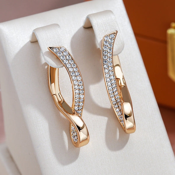 Cross Geometric Design Full Zircon Pendant Earrings for Women