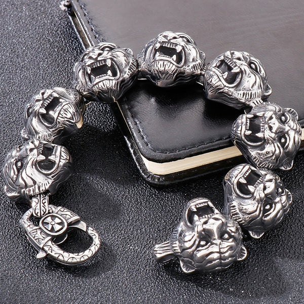 24MM Stainless Steel Tiger Head Chain Mens Bracelet For Men On Hand Bracelets