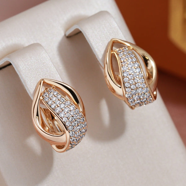 Elegant Geometric Design Full Zircon Drop Earrings for Women