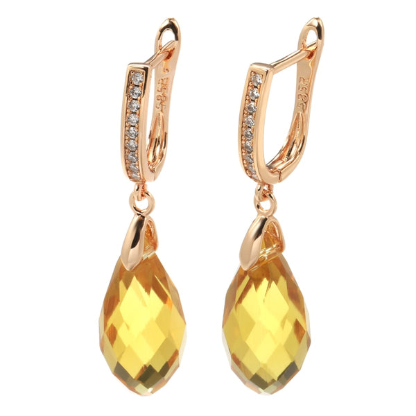 Luxury Drop Earrings With Geometric Cut Citrine Zircon Earrings Women