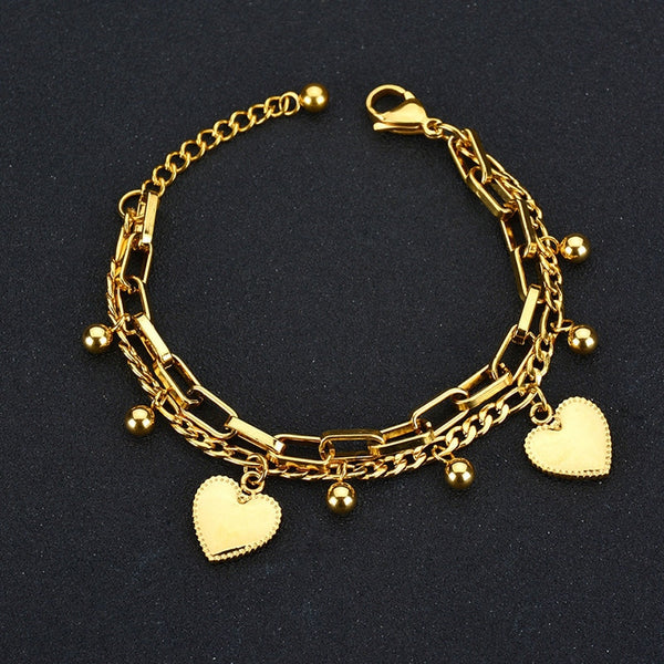 316L Stainless Steel Multilayer Love Heart Bracelet For Women