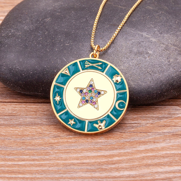 New Fashion Round Shape Star Pendant Necklace