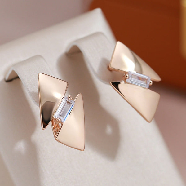 Personality Glossy Rhombus Cubic Zircon Pendant Earrings