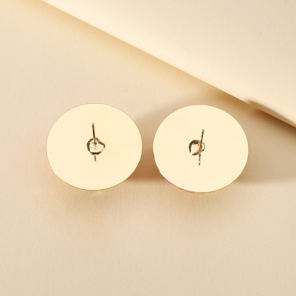 Bohemian Round Enamel Metal Stud Earrings For Women