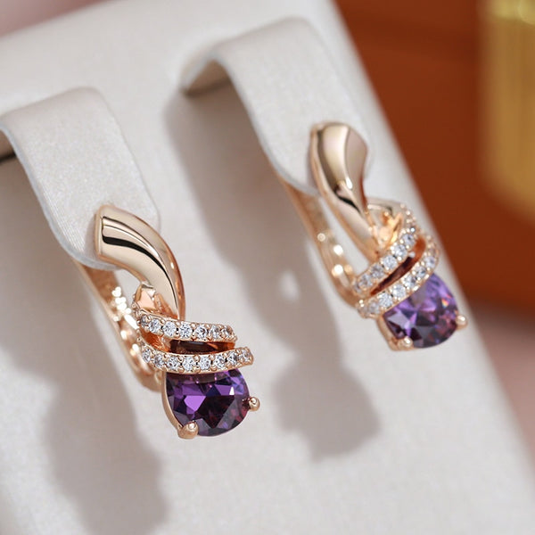 Cute Drop Purple Zircon Girls Earrings