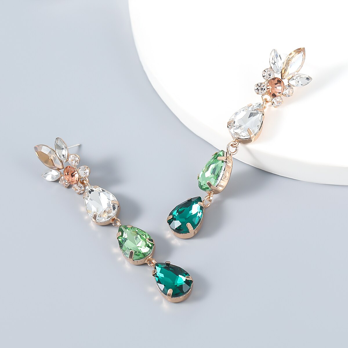 Fashion Simple Metal Color Rhinestone Geometric Earrings