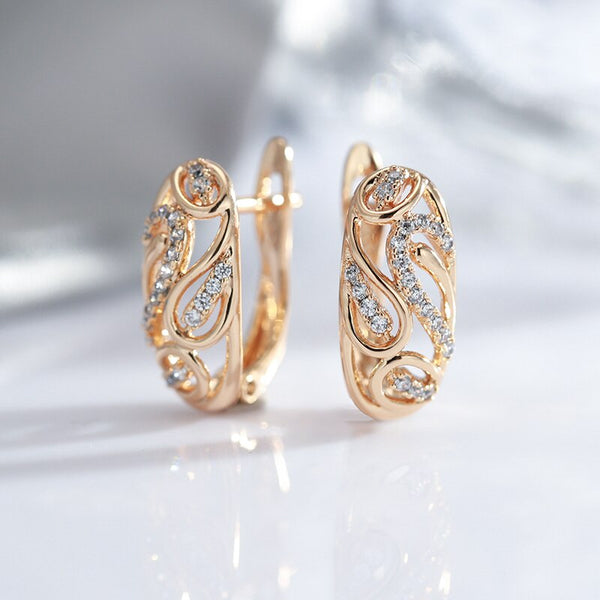 Personality Hollow Texture With White Zircon Women Clip Earrings