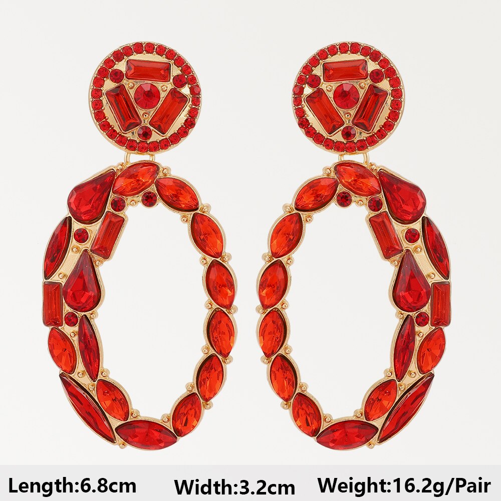 Red Dangle Drop Earrings For Women