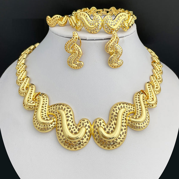 Italian Fashion Jewelry Set Snake Pattern Necklace Earrings Set For Women