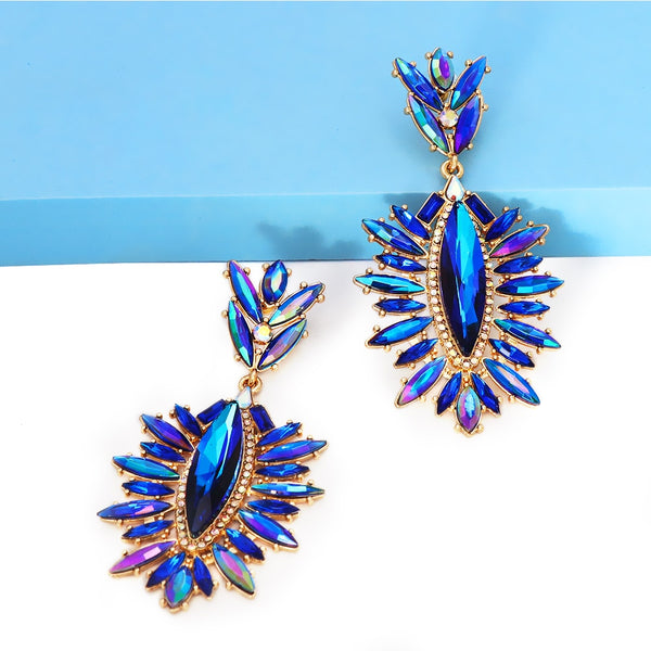 New Exaggerated Colorful Crystal Earrings Big Rhinestone Earrings For Women