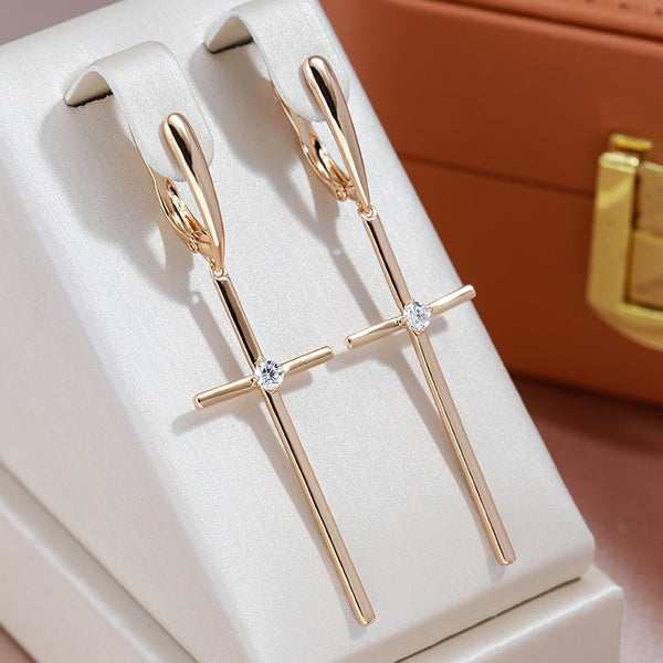 Elegant Slender Pendant Geometric Cross Earrings For Women