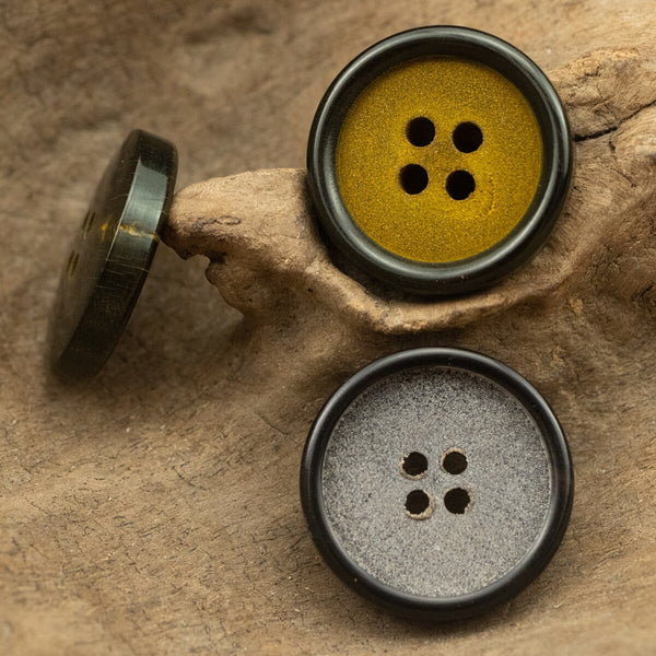 5 Yellow White Casual Real Horn Buttons