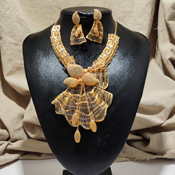 African Nigerian Dubai Wedding Jewelry Set For Women Girls Necklace Earrings