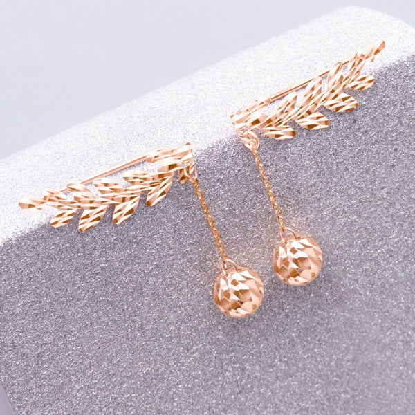 rose gold geometric round bead sweet drop earrings