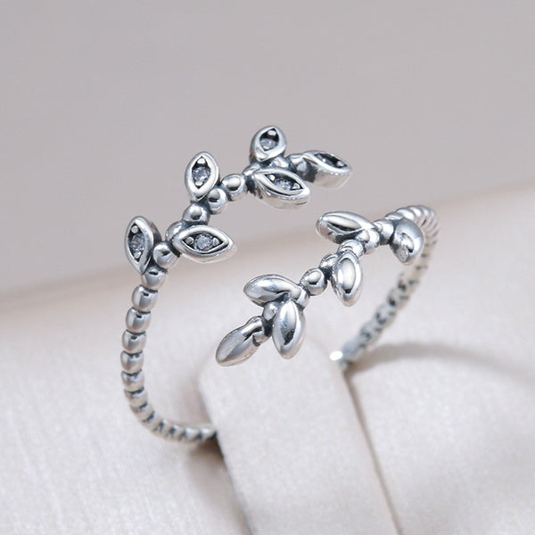 100% 925 Sterling Silver Minimalist Twist Natural Zircon Adjustable Women Rings