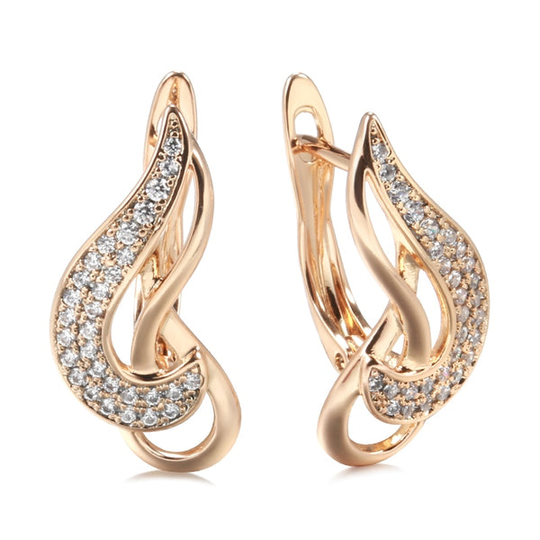 European Luxury Double Twist Zircon Earrings for Women