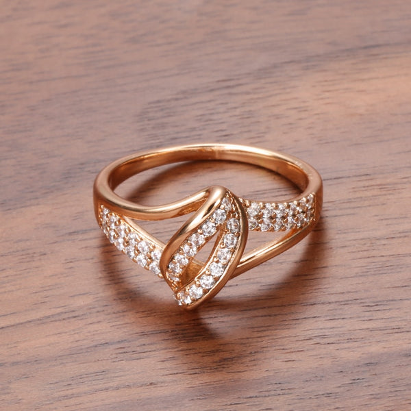 Geometric Hollow Twist Inlay Zircon Women Rings