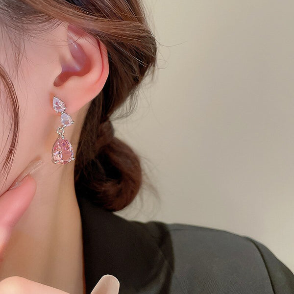 Korean Fashion Sweet AB Crystal Drop Earrings New Design Jewelry Earings