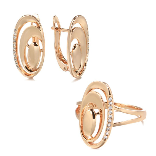 New 585 Rose Gold Drop Earrings Ring Stes for Women