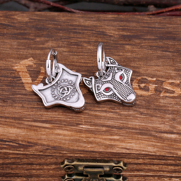 Vintage Vikings Wolf Drop Earrings For Men