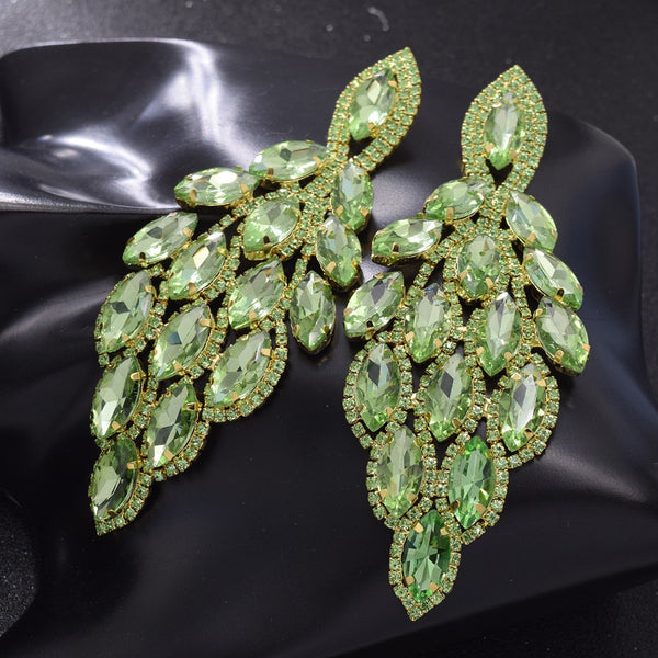 13cm Crystal rhinestones big size earrings for women