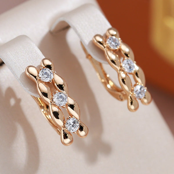 Double Geometric Micro Inlay Zircon Earrings for Women