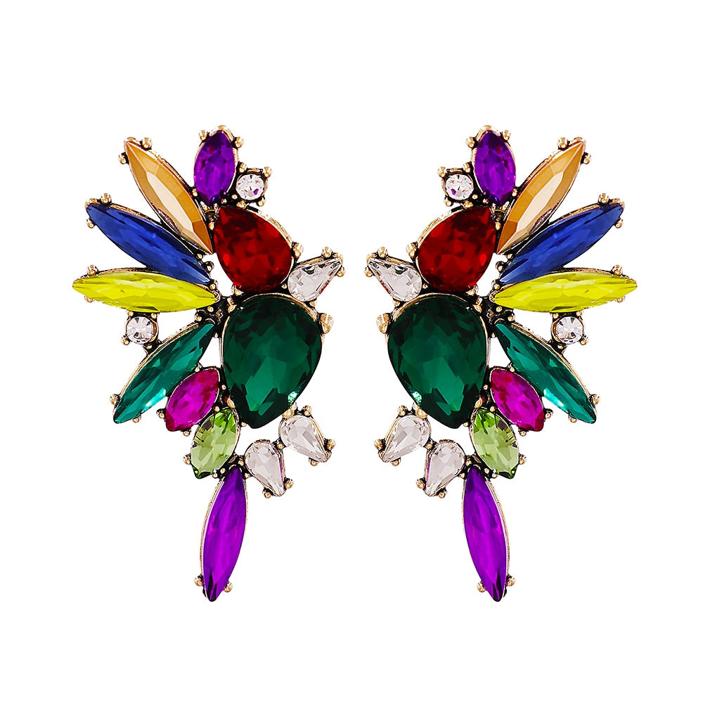 New Colorful Statement Earrings Mix Crystal Earring For Women