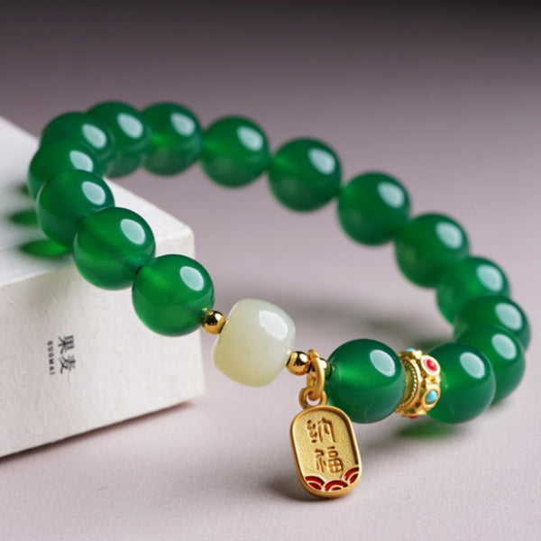 Natural green chalcedony beads Bracelet for women