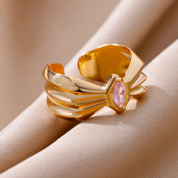 Gold Color Fish Tail Open Ring For Women