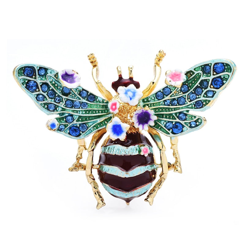 Big Enamel Bee Brooches For Women Men 3-color Flower Insects Party Causal Brooch