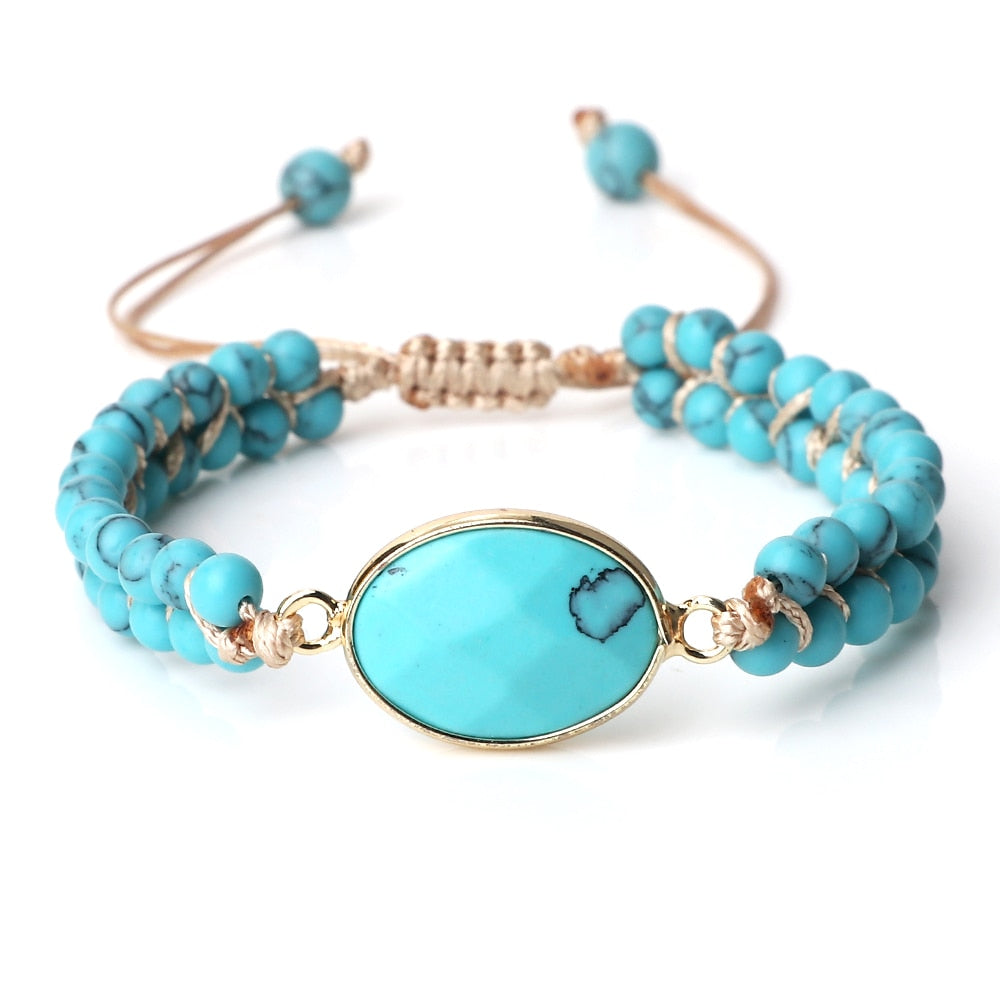 Natural Blue Howlite Stone Beads Bracelets For Women Men