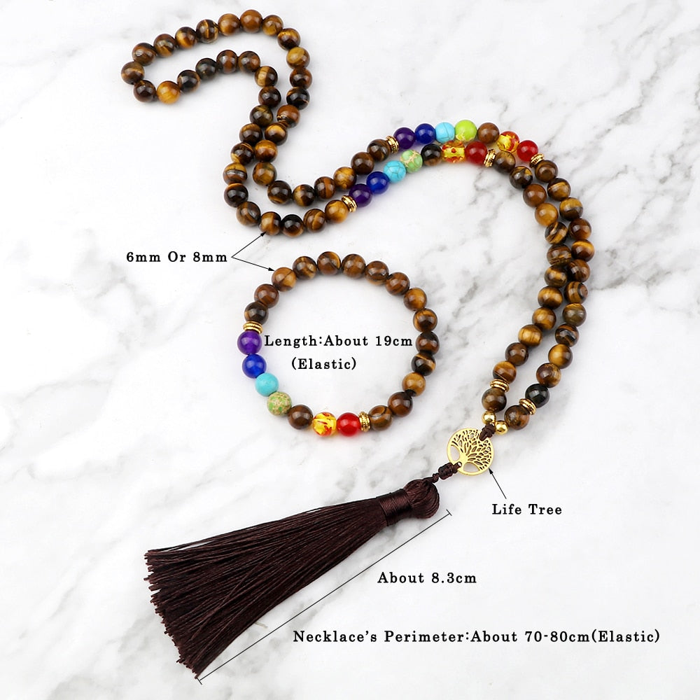 Hot Tree of Life 7 Chakra Beaded Necklace Bracelet Men