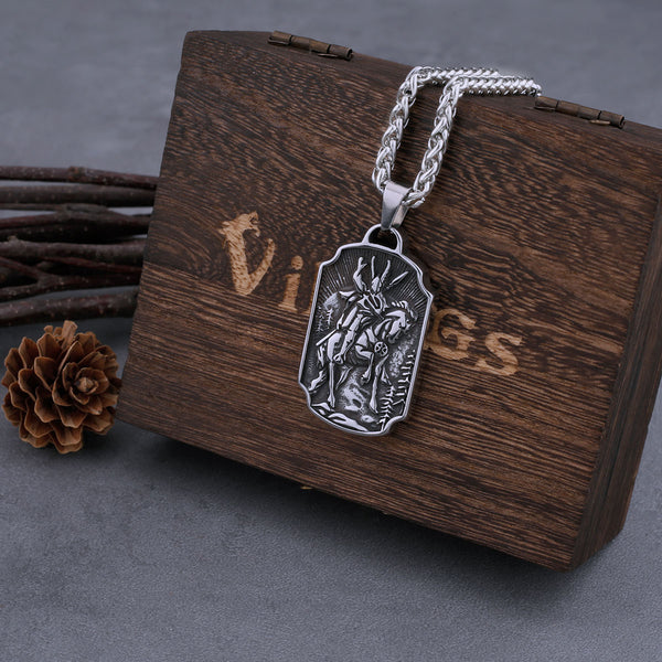 Vintage Nordic Viking Warrior and Tree of Life Necklace Men's