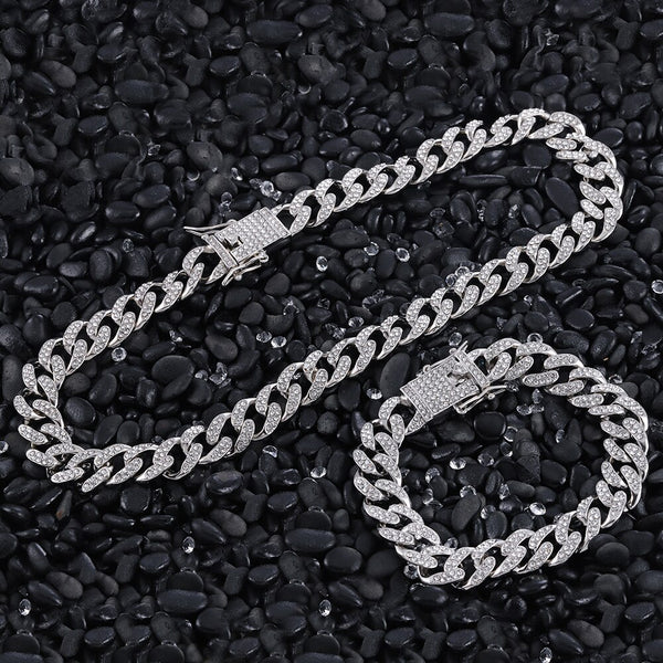 13mm Iced Out Cuban Necklace Chain Hip Hop Jewelry