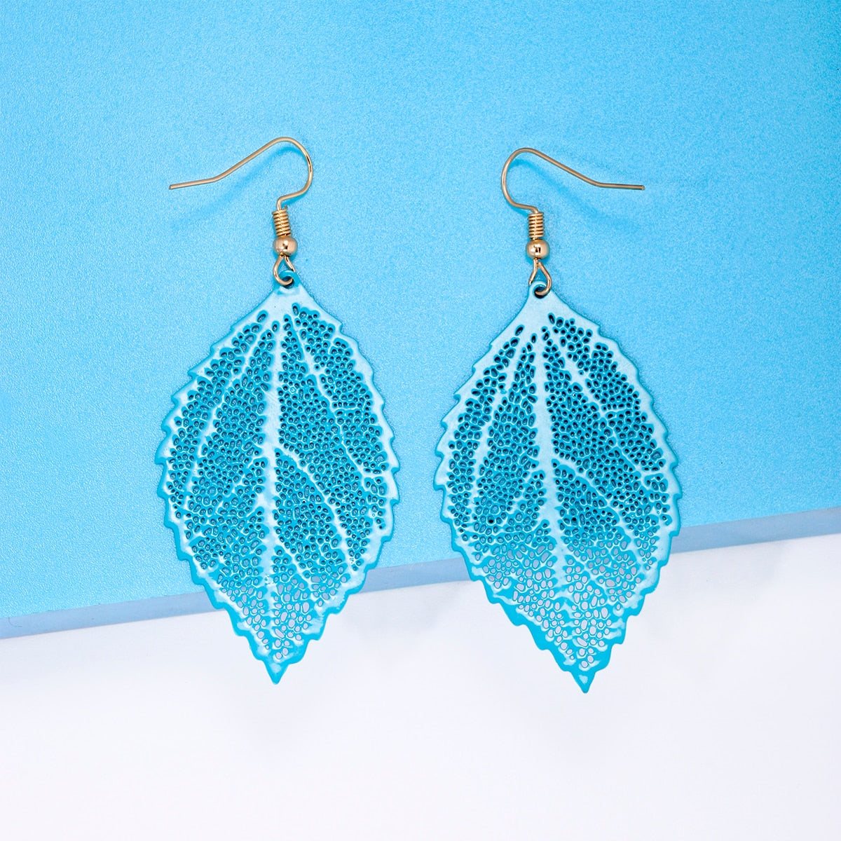 New Fashion Metal Leaf Drop Earrings Hollow Out Earrings For Women