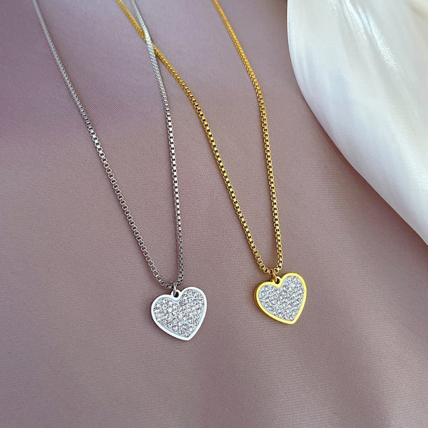 Gold Plated Fashion Light Zircon Heart Pendant Necklace Women