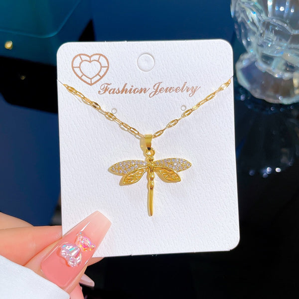 Elegant Big Pendant Cute Dragonfly Chain Necklace for Women