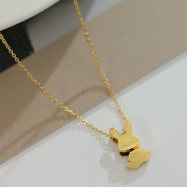 Stainless Steel Necklace Cute Rabbit Pendant Chain