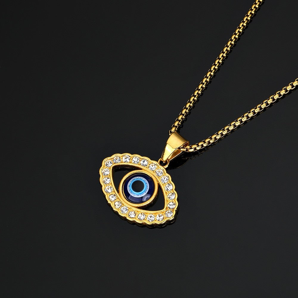 Rhinestone Hollow Out Personality Eyes Men Alloy Pendants Necklace