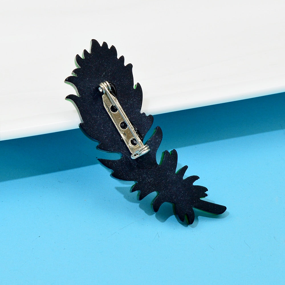 Acrylic Peacock Feather Brooches For Women