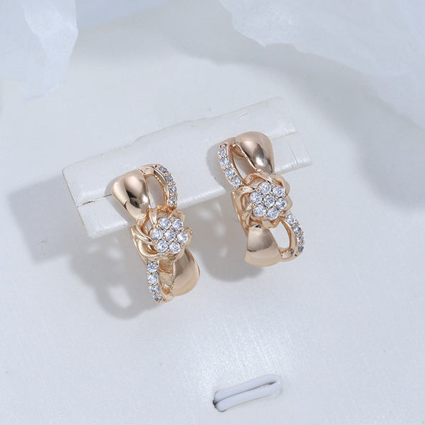 Elegant Bow Geometric Hollow Full Zircon Earrings