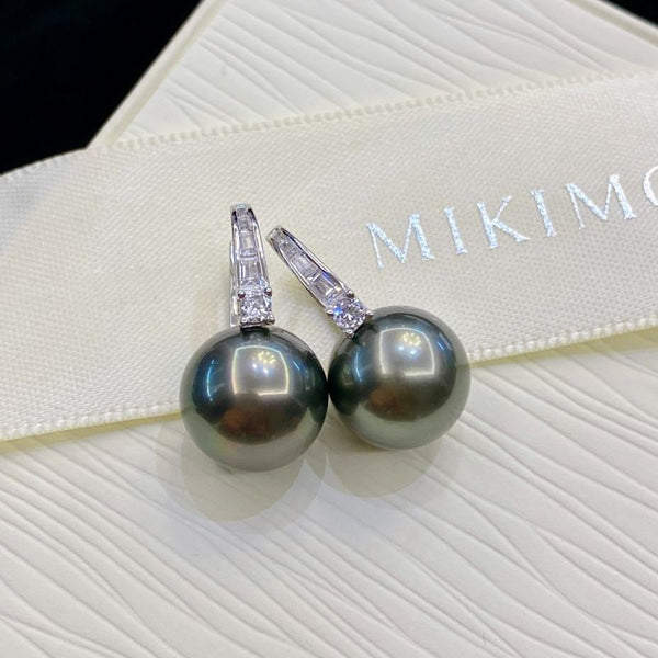 Natural 11-12mm Tahiti Black Pearl Earrings