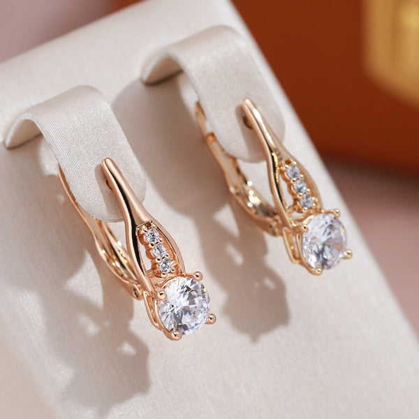 New Design Arrow Clip Earrings 585 Gold Color Fashion Women Zircon Earrings