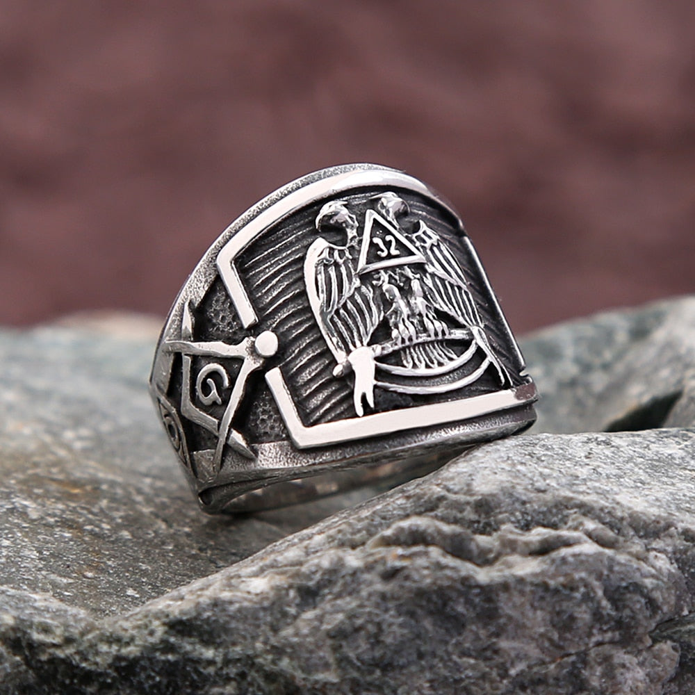 New Vintage 316L Stainless Steel Masonic Symbol Rings