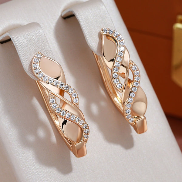 Smooth Geometric Design Zircon Crossing Pendant Earrings for Women