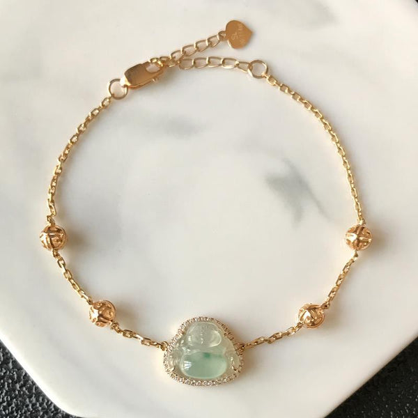 Inspired design new natural ice seed chalcedony jade Buddha ornaments bracelet