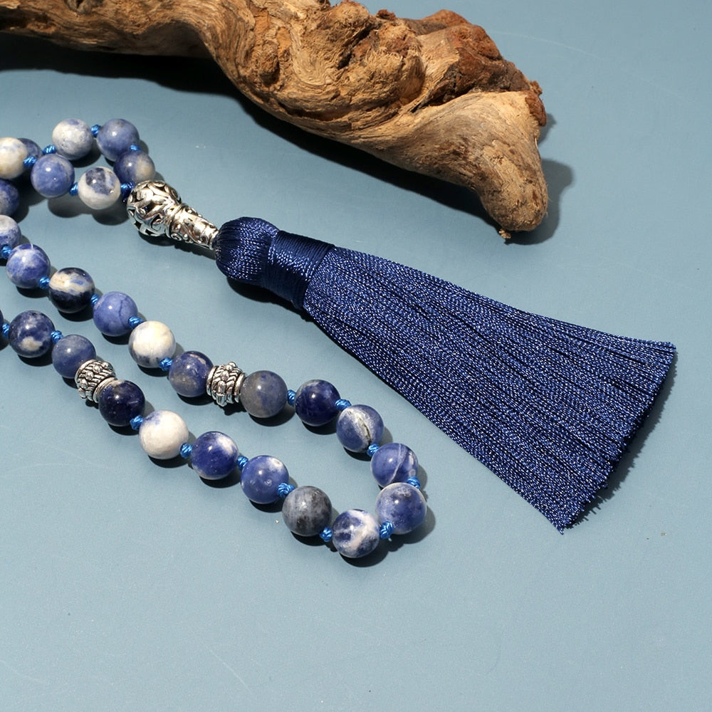 Islamic Muslim Tasbih Prayer Beads 8mm Sodalite Beads Knotted Tasbih 33 Beads Tasbih 99 Beads Jewelry