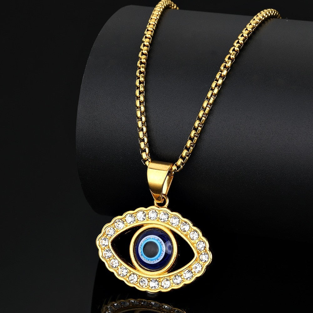 Rhinestone Hollow Out Personality Eyes Men Alloy Pendants Necklace