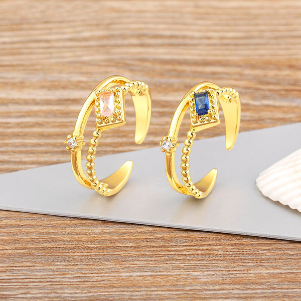 Korean New Style Exquisite Geometric Zircon Ring Women